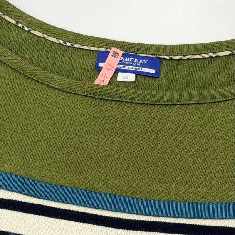 BURBERRY 藍標 肩釦大戰馬橫條反折袖上衣-8