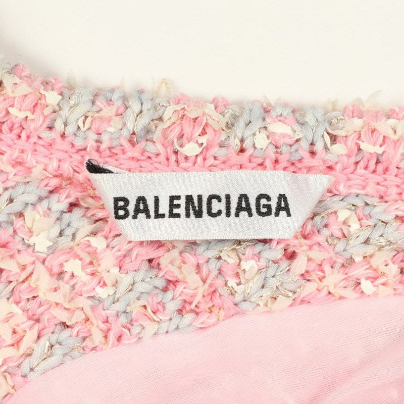 BALENCIAGA 粉紅斜紋軟呢長裙，棉尼龍混紡，二手女款 S 碼-2