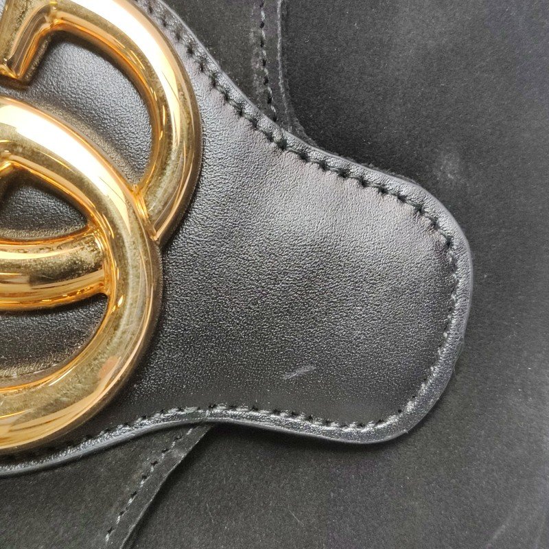 Gucci Arli 牛皮翻毛皮雙G標誌斜挎單肩包-15