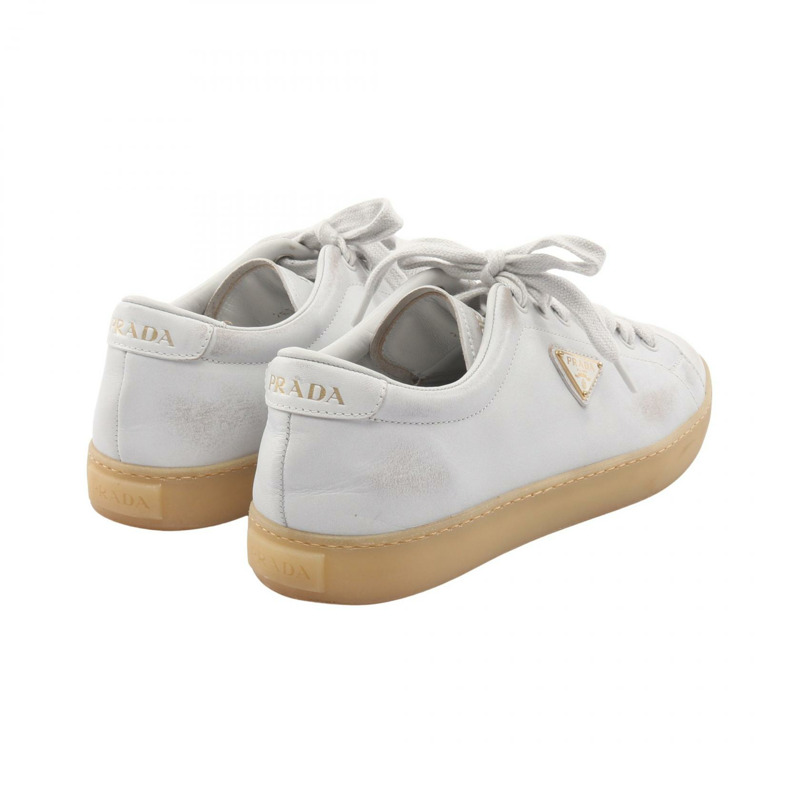PRADA 三角形標誌做舊運動鞋 #6 2EE413 皮革 二手-1