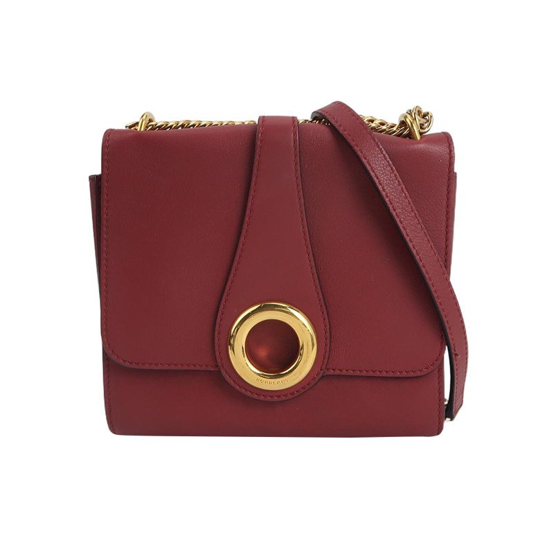 Burberry牛皮純色字母Logo斜挎包單肩包-0