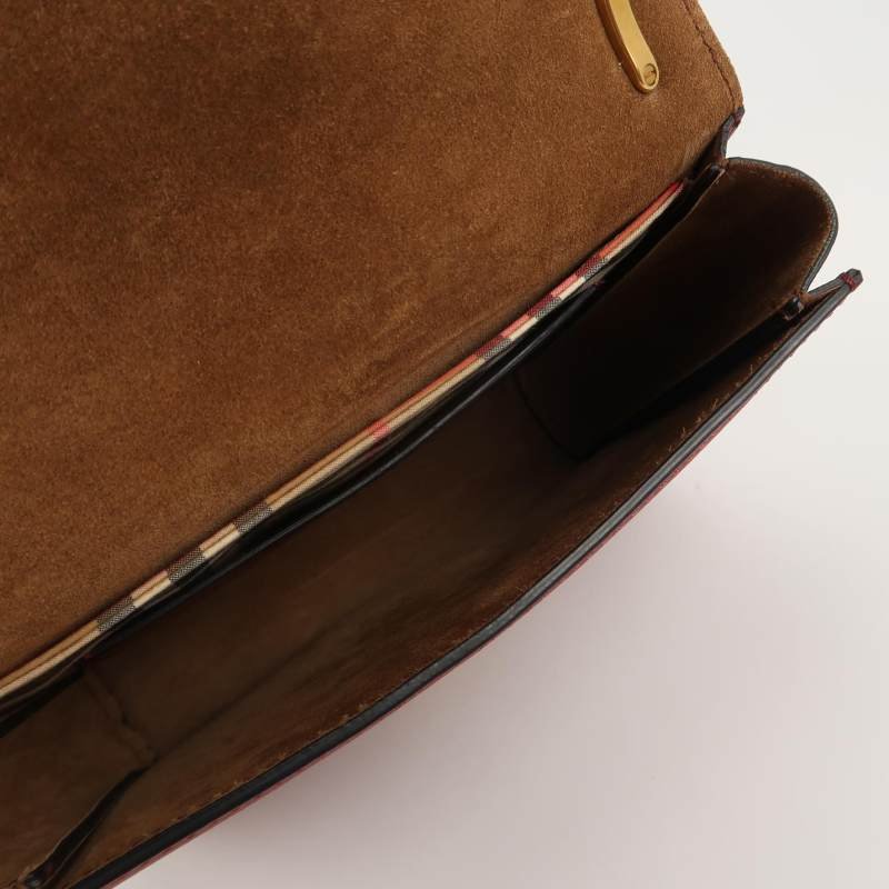 Burberry牛皮純色字母Logo斜挎包單肩包-6