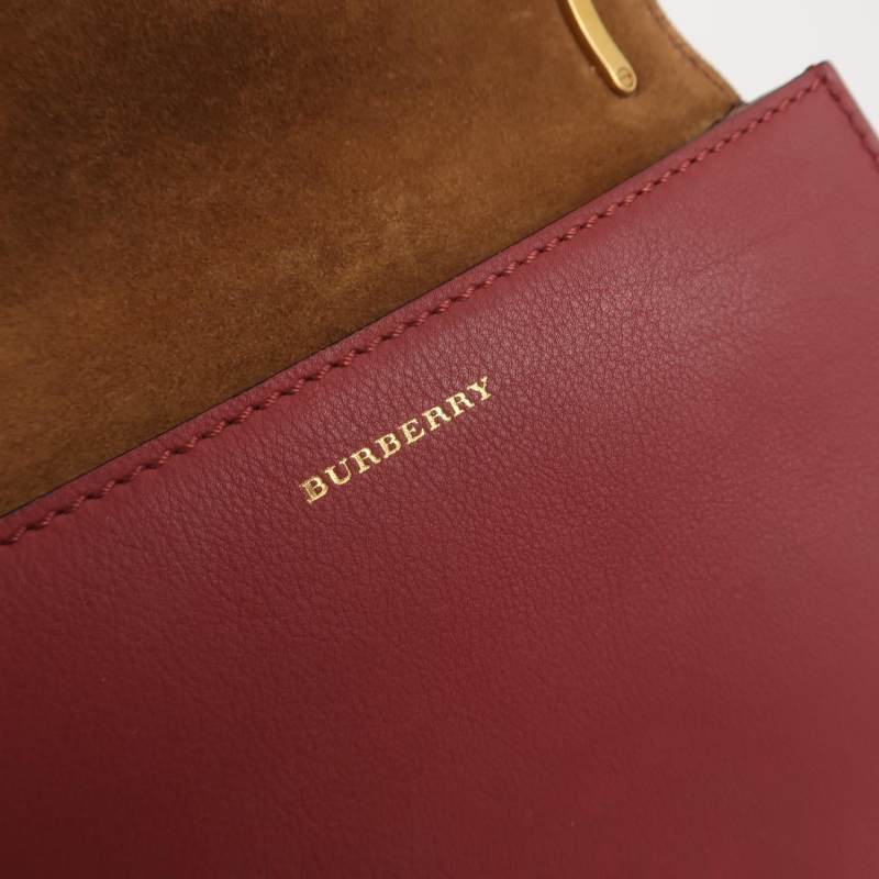 Burberry牛皮純色字母Logo斜挎包單肩包-7