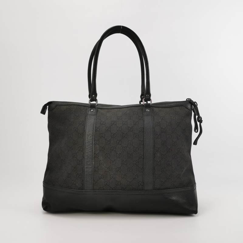 Gucci牛皮帆布雙G老花拉鏈單肩包-4