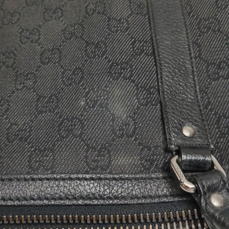 Gucci牛皮帆布雙G老花拉鏈單肩包-13