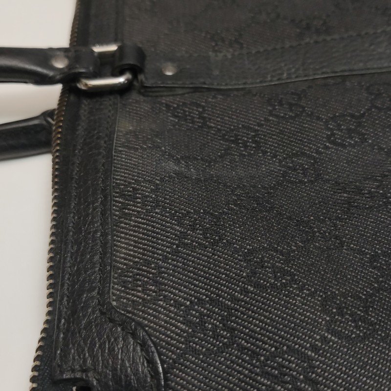 Gucci牛皮帆布雙G老花拉鏈單肩包-14