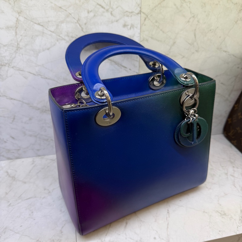 DIOR藍綠紫漸層全皮黛妃包-2