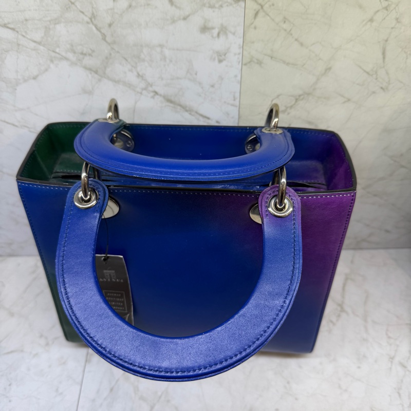 DIOR藍綠紫漸層全皮黛妃包-4