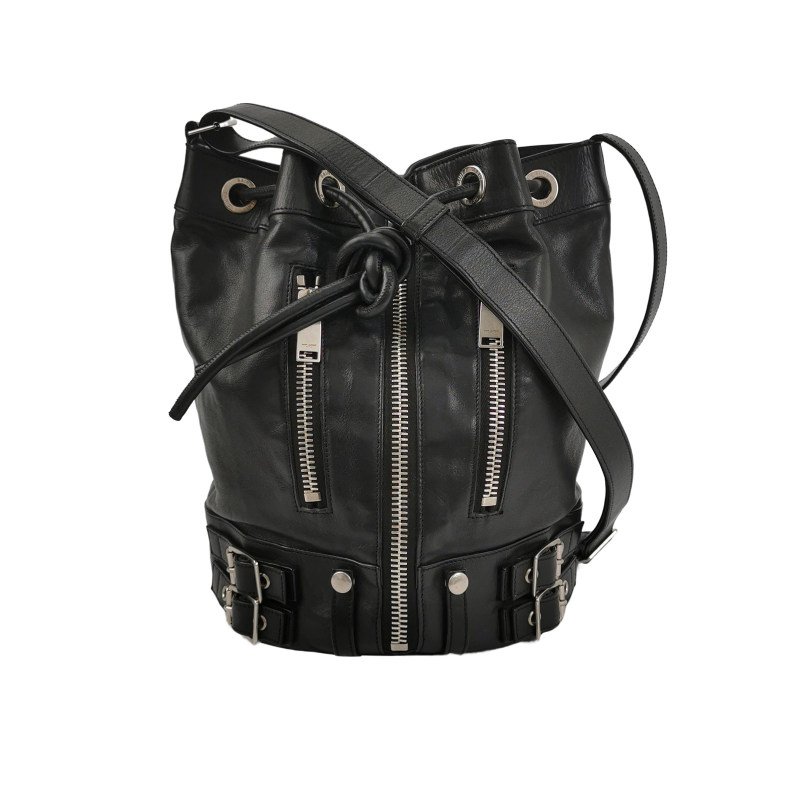 Saint Laurent Rider牛皮純色拉鏈斜挎包-0