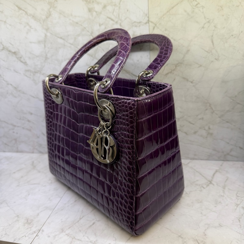 Dior 紫色 鱷魚皮黛妃包-1