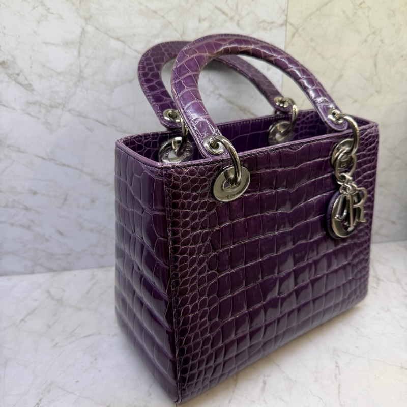 Dior 紫色 鱷魚皮黛妃包-2