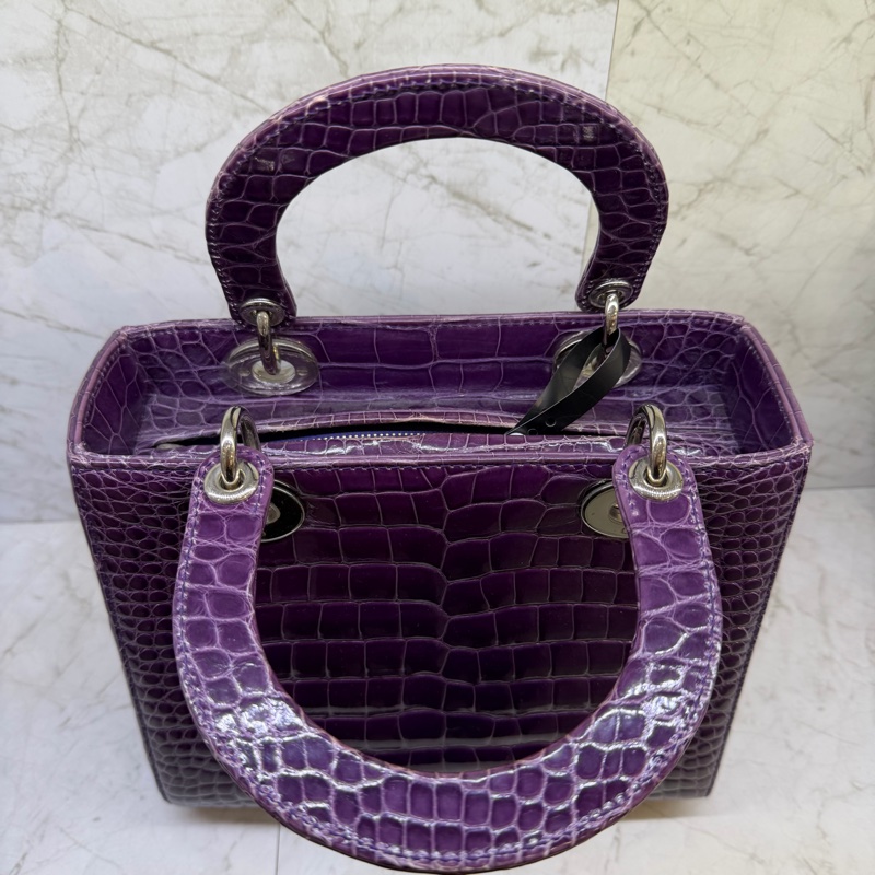 Dior 紫色 鱷魚皮黛妃包-3