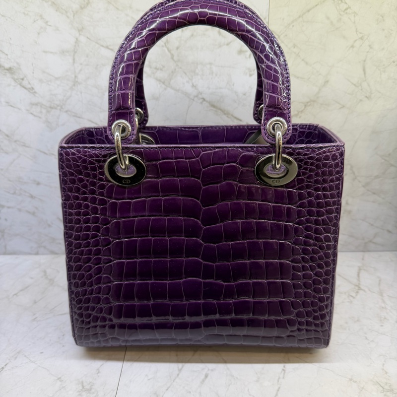 Dior 紫色 鱷魚皮黛妃包-4
