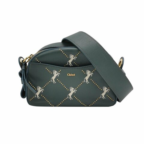 Chloe牛皮字母logo小馬圖案斜挎包單肩包