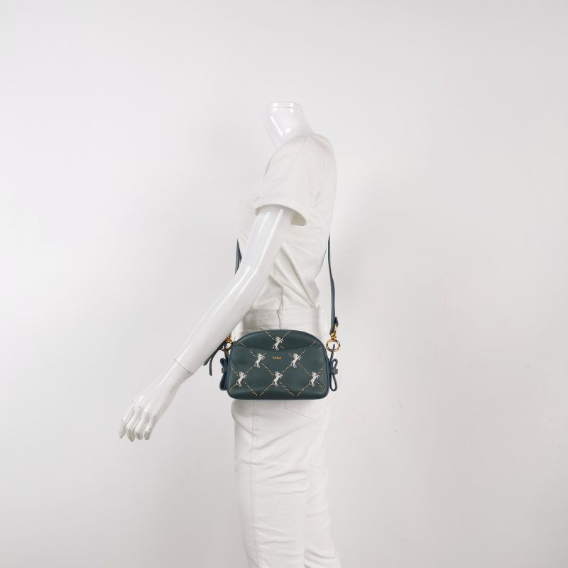 Chloe牛皮字母logo小馬圖案斜挎包單肩包-1