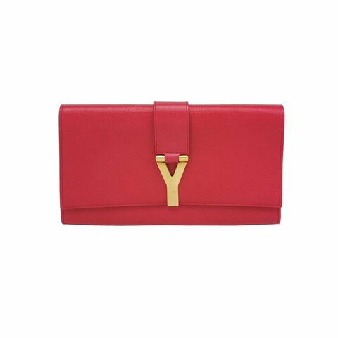 Saint Laurent Y-Ligne牛皮純色Y字搭扣手拿包
