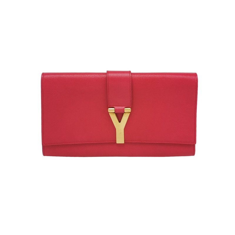 Saint Laurent Y-Ligne牛皮純色Y字搭扣手拿包-0