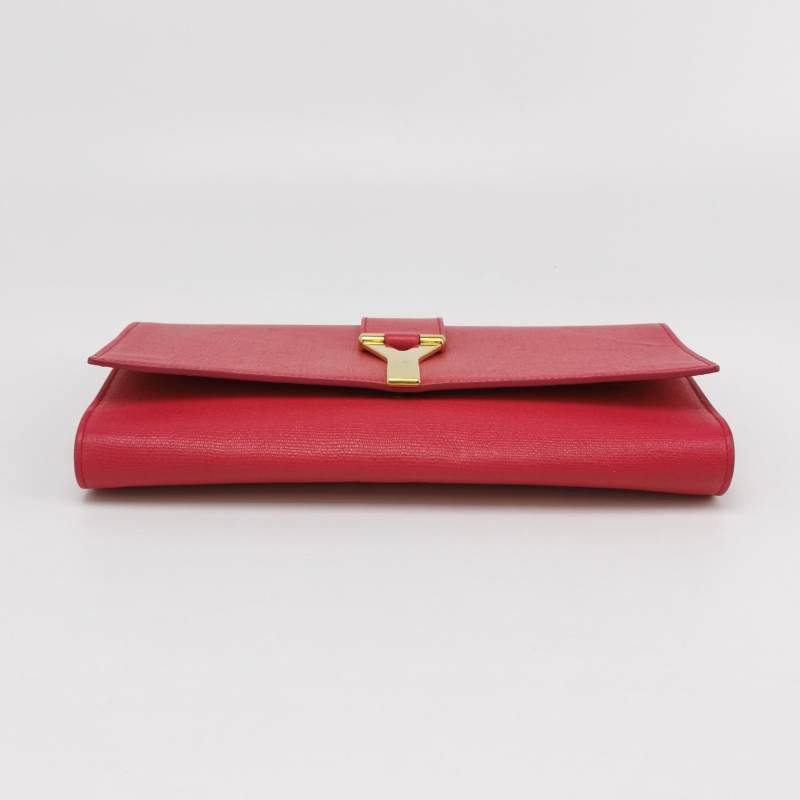 Saint Laurent Y-Ligne牛皮純色Y字搭扣手拿包-4