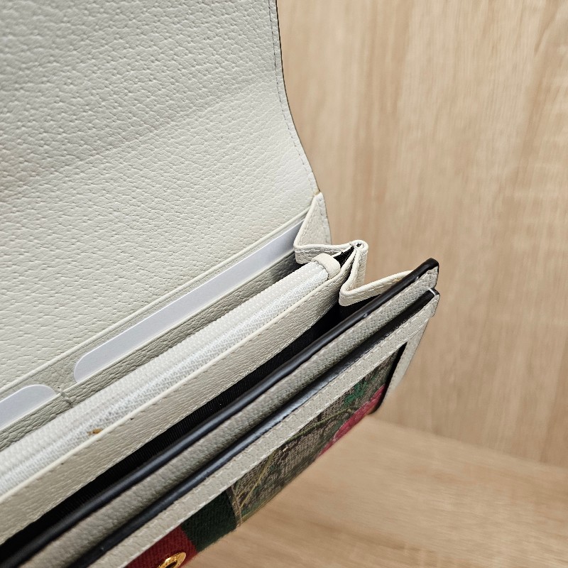 [跨年出清🧧] Gucci 老花卉圖騰白牛皮長夾-11