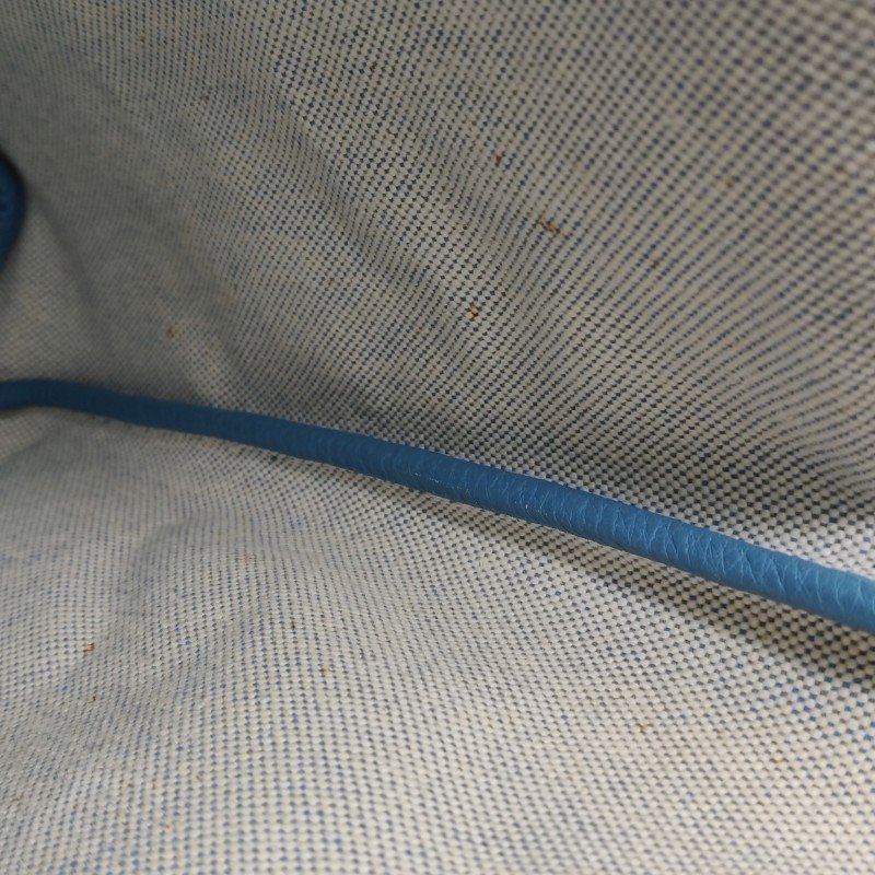 Hermes Jardinier單肩包Clemence(TC)牛皮帆布銀扣75牛仔藍米白色-10