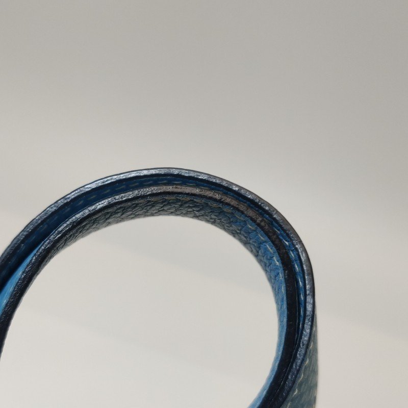 Hermes Jardinier單肩包Clemence(TC)牛皮帆布銀扣75牛仔藍米白色-22