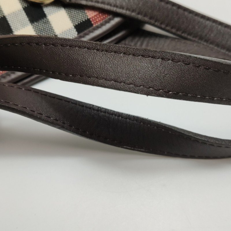Burberry牛皮帆布拼色格紋單肩包-8