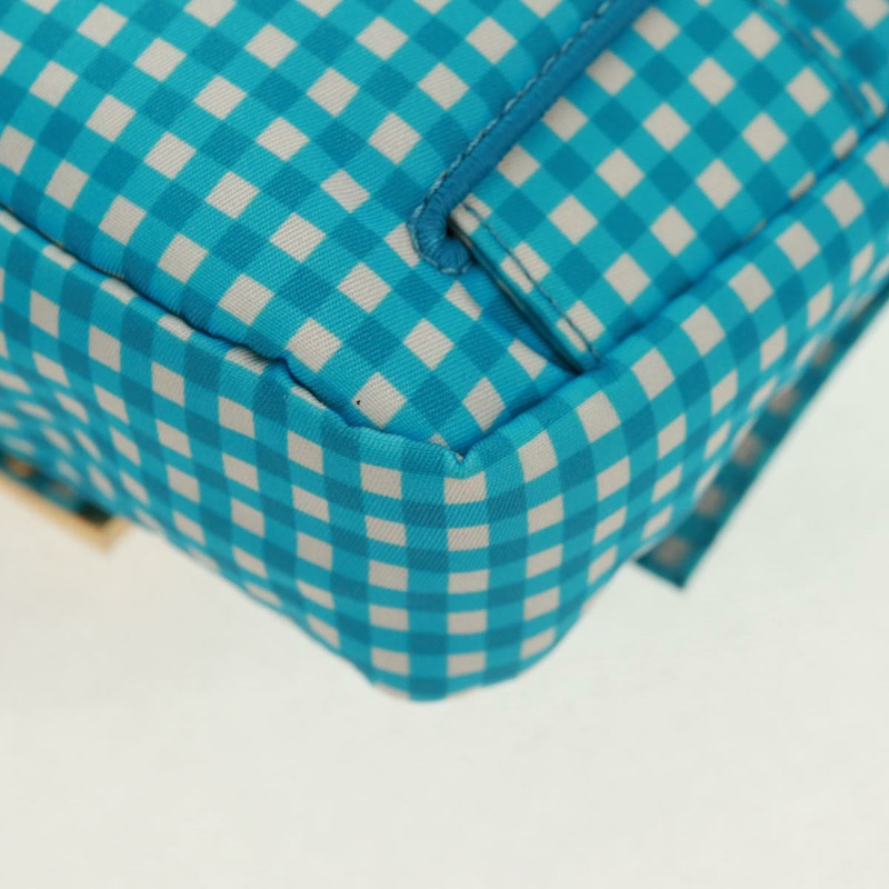 【日本直送】FENDI Mamma Baguette 肩背包 尼龍材質 淺藍色 金色 正品 158965V-18