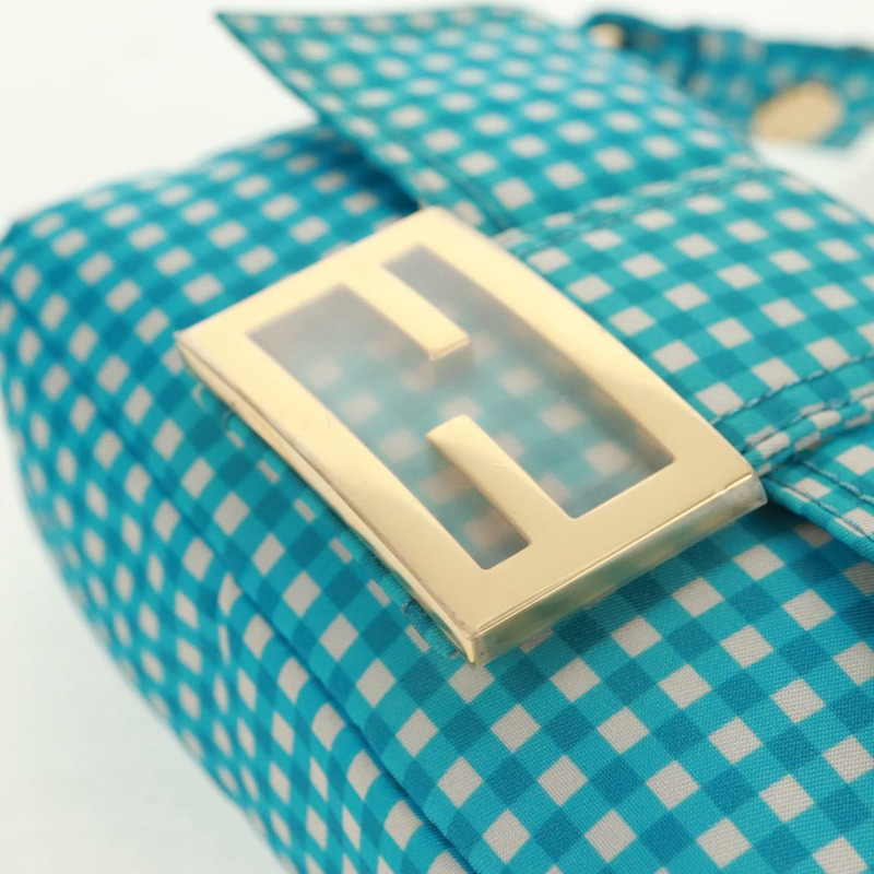 【日本直送】FENDI Mamma Baguette 肩背包 尼龍材質 淺藍色 金色 正品 158965V-19