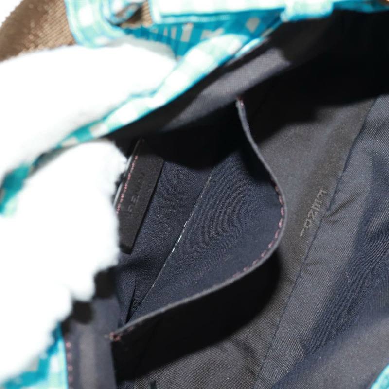 【日本直送】FENDI Mamma Baguette 肩背包 尼龍材質 淺藍色 金色 正品 158965V-23