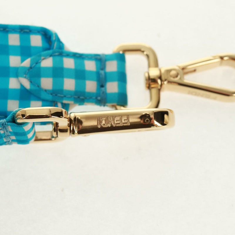 【日本直送】FENDI Mamma Baguette 肩背包 尼龍材質 淺藍色 金色 正品 158965V-27