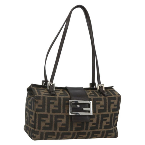 FENDI Zucca帆布Mamma Baguette手袋 棕色/黑色 正品 159303V