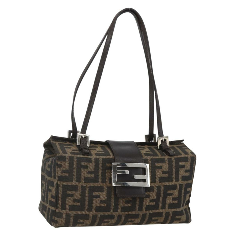 【日本直送】FENDI Zucca帆布Mamma Baguette手袋 棕色/黑色 正品 159303V-0