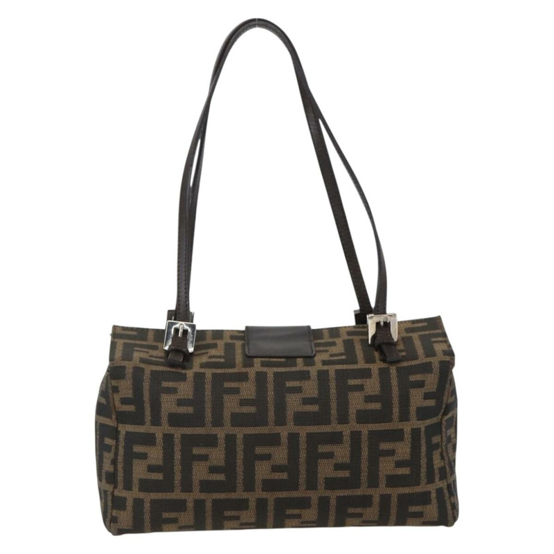 【日本直送】FENDI Zucca帆布Mamma Baguette手袋 棕色/黑色 正品 159303V-1