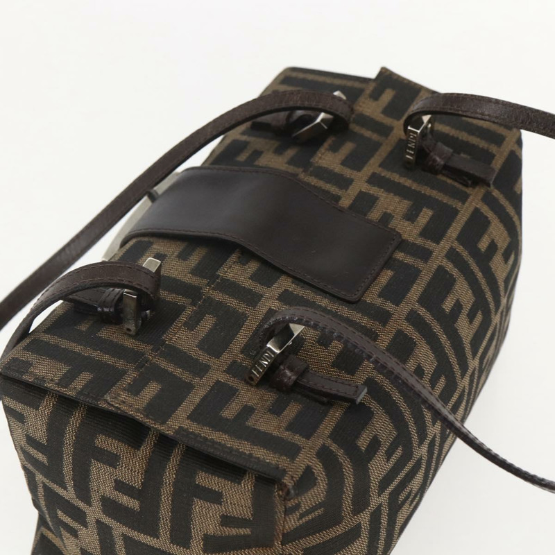【日本直送】FENDI Zucca帆布Mamma Baguette手袋 棕色/黑色 正品 159303V-5