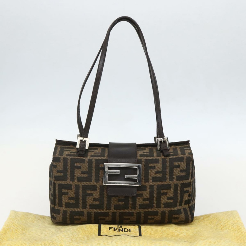 【日本直送】FENDI Zucca帆布Mamma Baguette手袋 棕色/黑色 正品 159303V-11