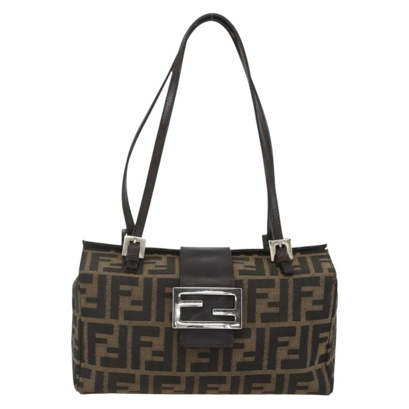 【日本直送】FENDI Zucca帆布Mamma Baguette手袋 棕色/黑色 正品 159303V-12