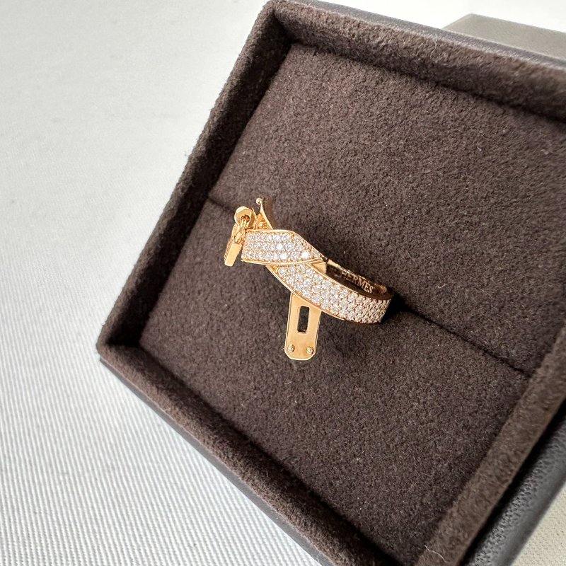 HERMES 全新Kelly Gavroche18k玫瑰金鑽戒-1