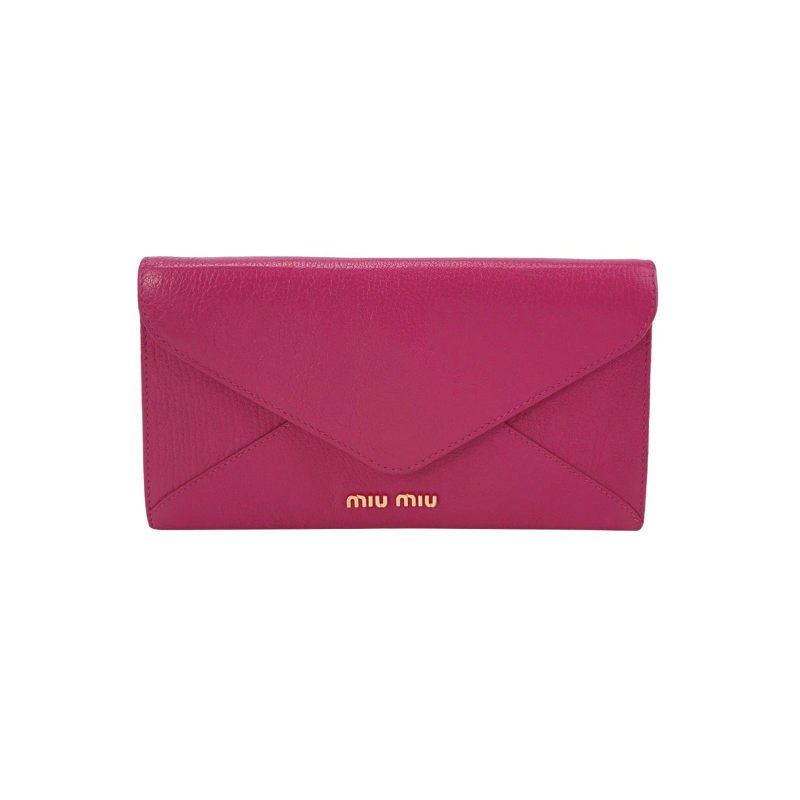 Miu Miu羊皮純色字母logo拉鏈手拿包-0