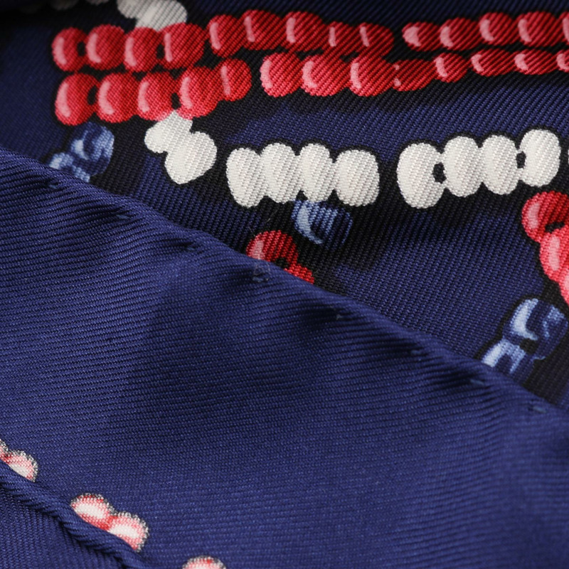 愛馬仕 (HERMES) Carre 140 KELLY EN PERLES 絲巾披肩,海軍藍/紅色,二手-4