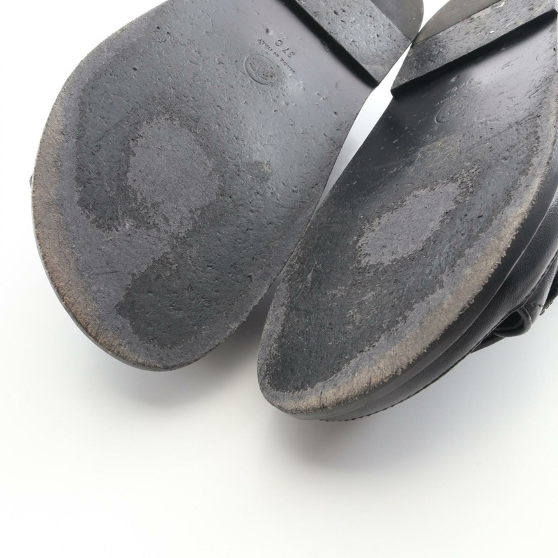 香奈兒舒適絎縫涼鞋 #37 G31848 黑色皮革 二手 女士 CC-8