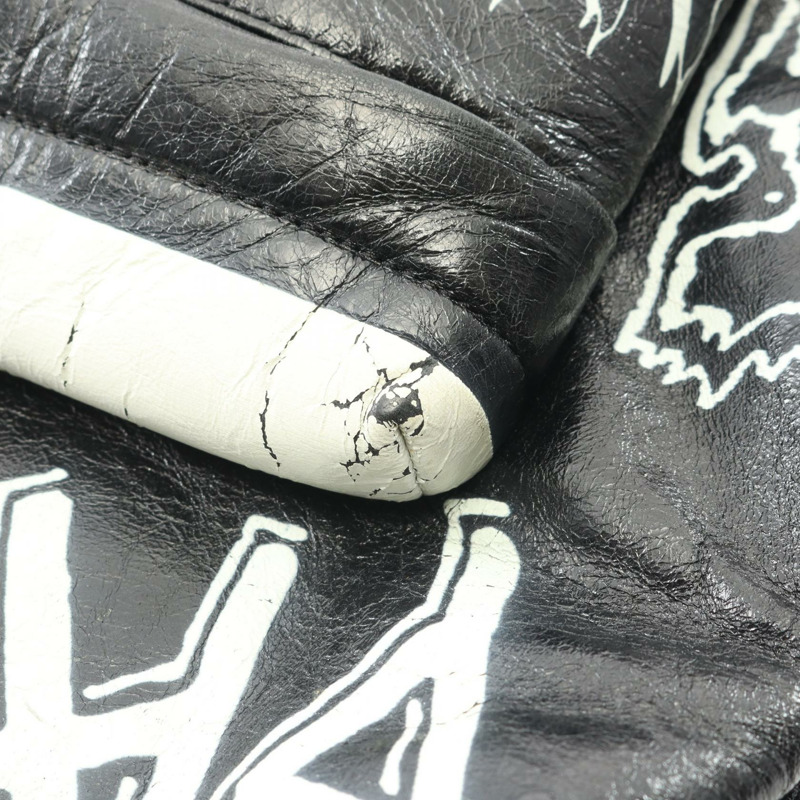 BALENCIAGA Explorer Graffiti 雙肩包 456587 黑色真皮 二手 男款-6