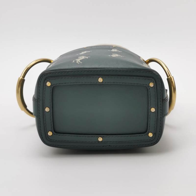 Chloe Roy 小號牛皮拼色小馬圖案穿孔圓環斜挎包單肩包-5