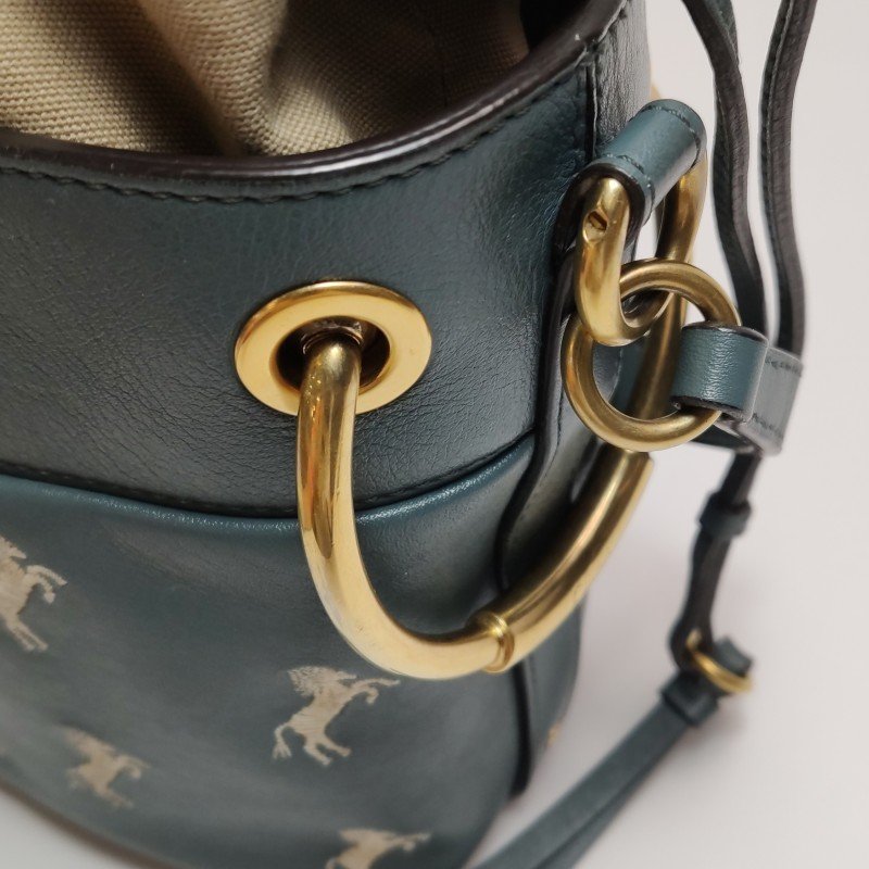 Chloe Roy 小號牛皮拼色小馬圖案穿孔圓環斜挎包單肩包-13