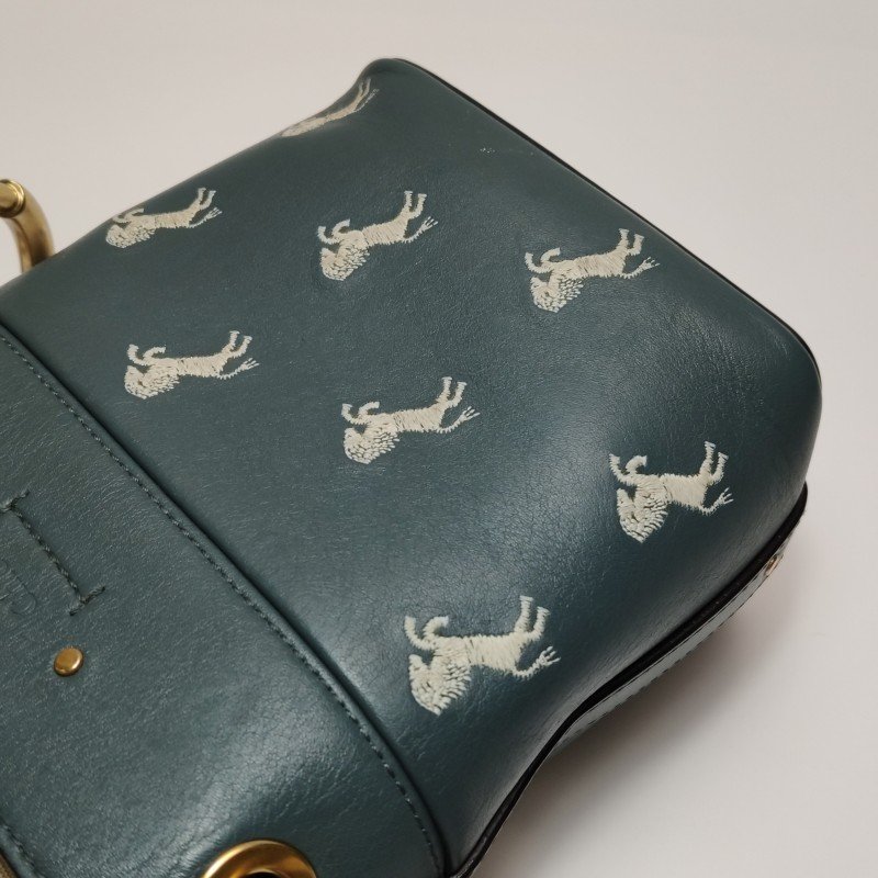 Chloe Roy 小號牛皮拼色小馬圖案穿孔圓環斜挎包單肩包-21