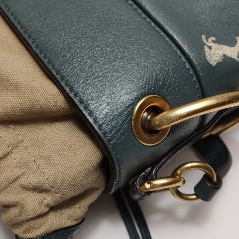 Chloe Roy 小號牛皮拼色小馬圖案穿孔圓環斜挎包單肩包-22