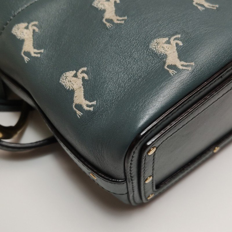 Chloe Roy 小號牛皮拼色小馬圖案穿孔圓環斜挎包單肩包-23