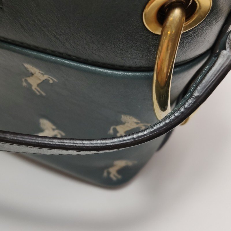 Chloe Roy 小號牛皮拼色小馬圖案穿孔圓環斜挎包單肩包-26