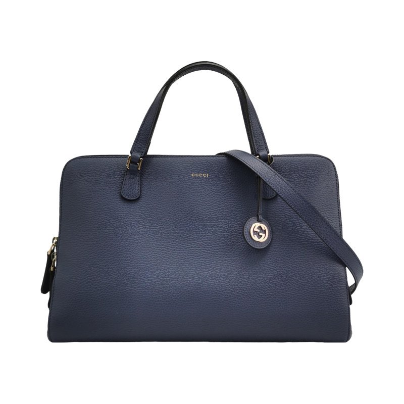 Gucci Interlocking G牛皮純色字母Logo互扣式雙G斜挎包單肩包-0