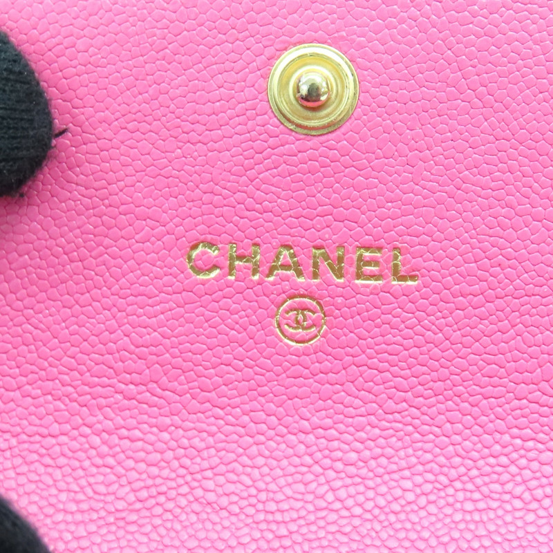 粉色 菱格紋 牛皮 flap card case 扣式短夾【CHANEL 香奈兒】 A80603 RR1520-5
