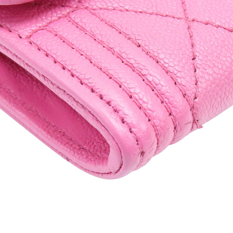 粉色 菱格紋 牛皮 flap card case 扣式短夾【CHANEL 香奈兒】 A80603 RR1520-8